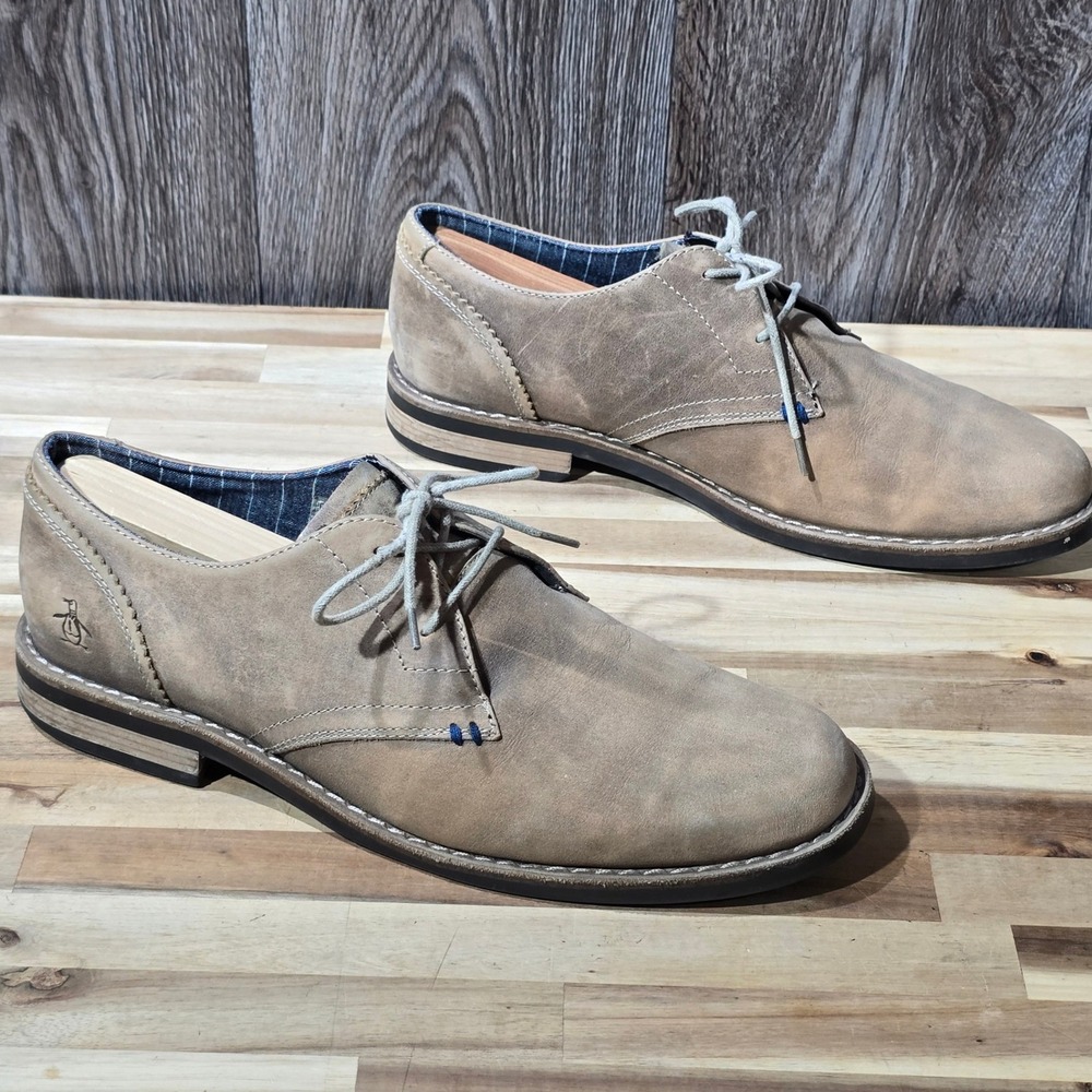 Original Penguin Willie OP‎ Mens Leather Oxford Derby Shoes Size 11.5 Brown